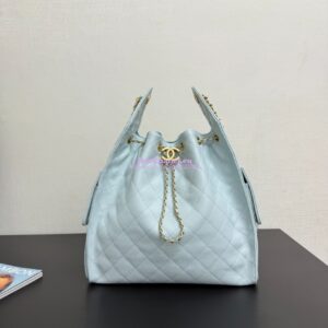 Replica Chanel 25C Large Bucket Bag in Grained Calfskin AS5311 Pastel Blue 2