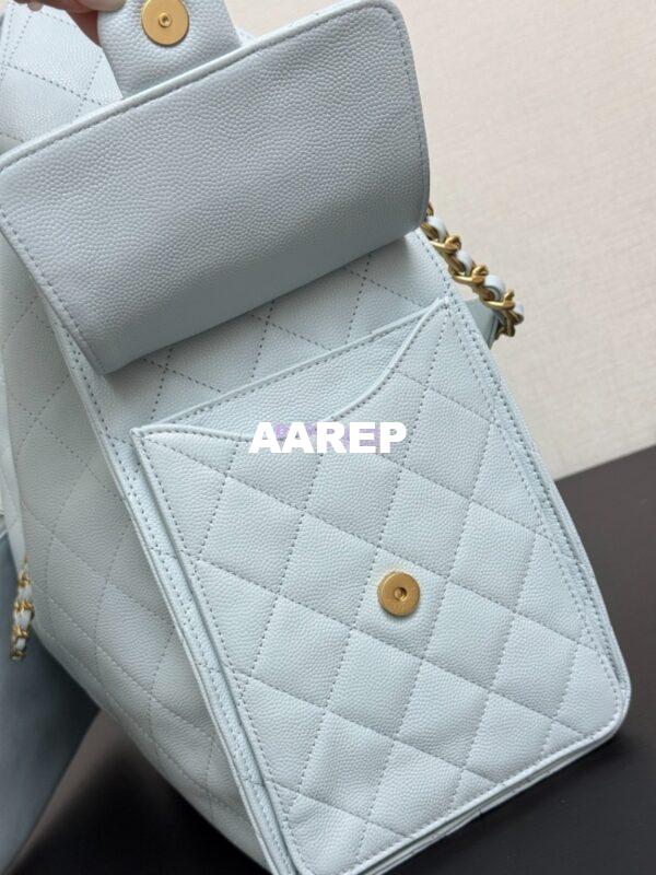 Replica Chanel 25C Large Bucket Bag in Grained Calfskin AS5311 Pastel Blue 9