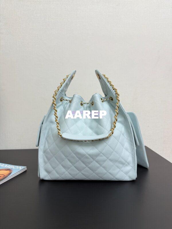 Replica Chanel 25C Large Bucket Bag in Grained Calfskin AS5311 Pastel Blue 10
