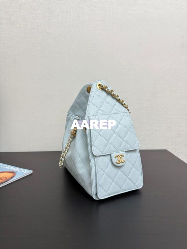 Replica Chanel 25C Small Bucket Bag in Grained Calfskin AS5293 Pastel Blue 4
