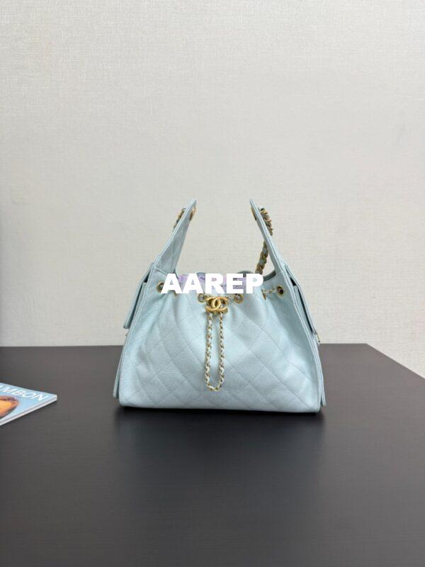 Replica Chanel 25C Small Bucket Bag in Grained Calfskin AS5293 Pastel Blue 5