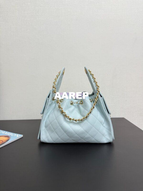 Replica Chanel 25C Small Bucket Bag in Grained Calfskin AS5293 Pastel Blue 6