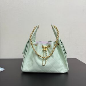 Replica Chanel 25C Small Bucket Bag in Grained Calfskin AS5293 Pastel Green