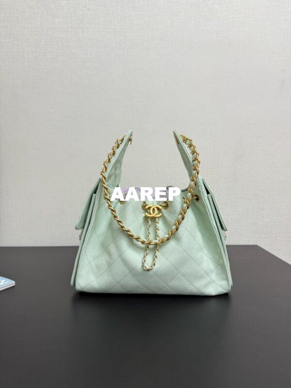 Replica Chanel 25C Small Bucket Bag in Grained Calfskin AS5293 Pastel Green 3