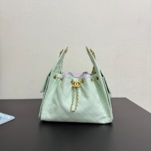 Replica Chanel 25C Small Bucket Bag in Grained Calfskin AS5293 Pastel Green 2