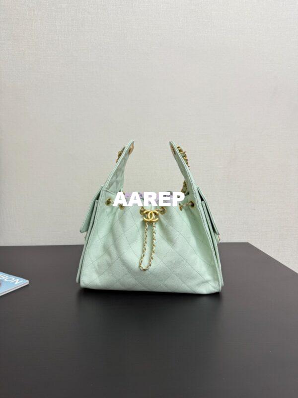 Replica Chanel 25C Small Bucket Bag in Grained Calfskin AS5293 Pastel Green 4