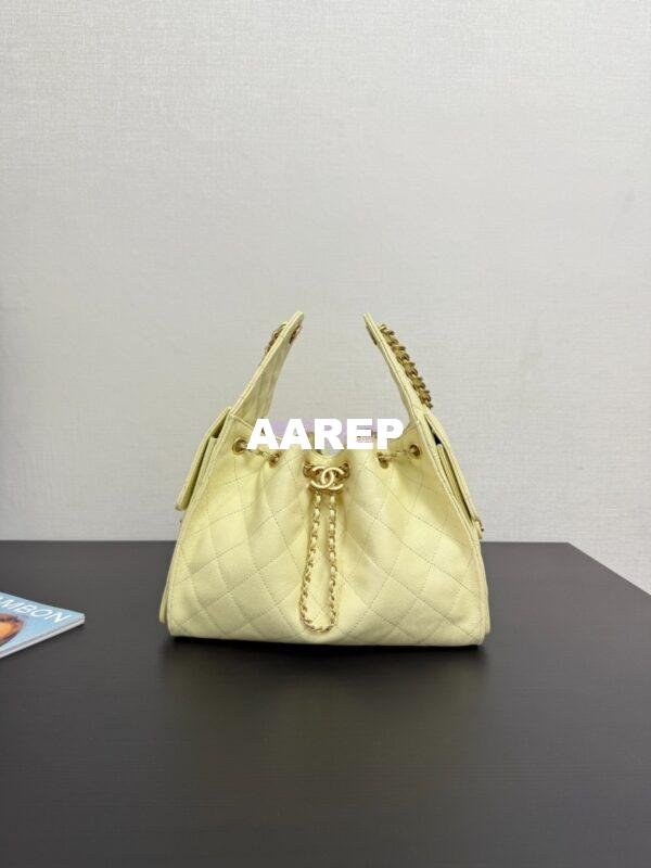 Replica Chanel 25C Small Bucket Bag in Grained Calfskin AS5293 Pastel Yellow 3