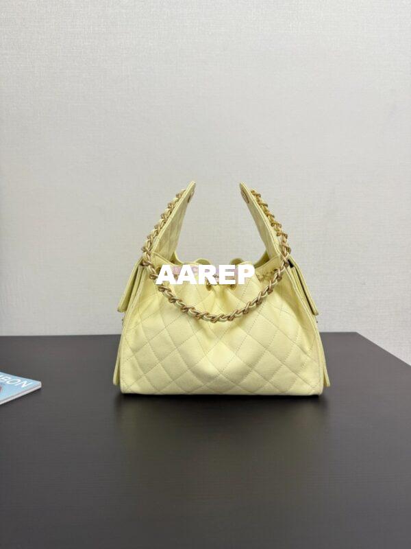 Replica Chanel 25C Small Bucket Bag in Grained Calfskin AS5293 Pastel Yellow 5