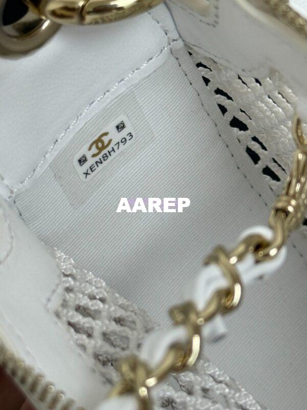 Replica Chanel SS25 Clutch With Chain  Mesh and Shiny Lambskin AP4573 White 10
