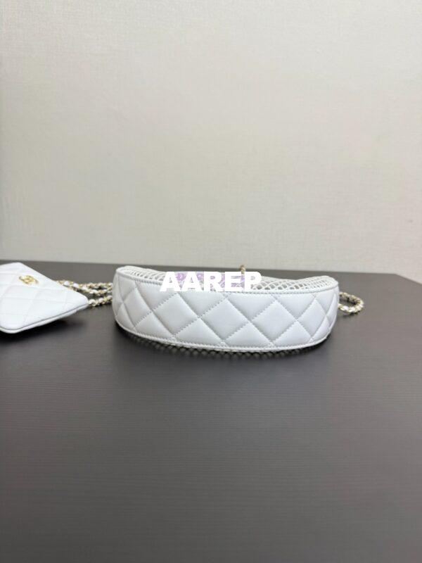 Replica Chanel SS25 Clutch With Chain  Mesh and Shiny Lambskin AP4573 White 11