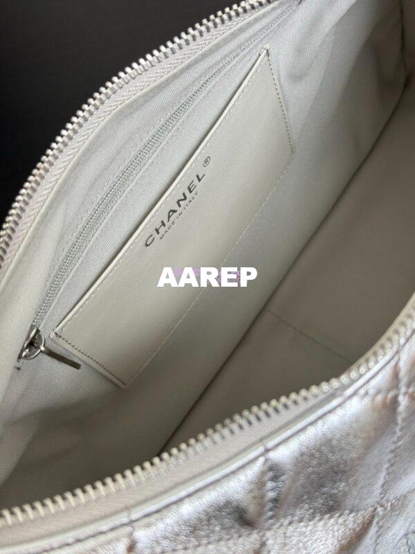 Replica Chanel 25C Maxi Hobo Bag Metallic Lambskin AS5302 Silver 8