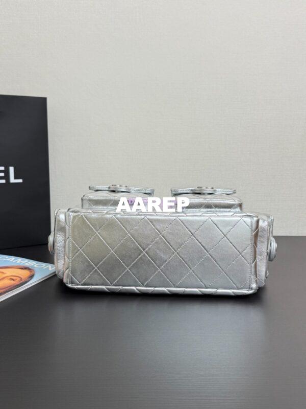 Replica Chanel 25C Maxi Hobo Bag Metallic Lambskin AS5302 Silver 11