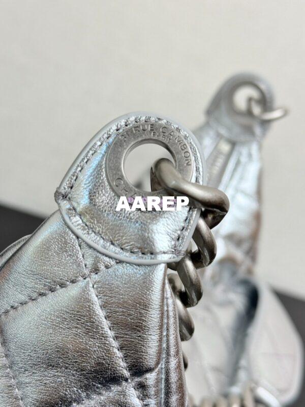 Replica Chanel 25C Large Hobo Bag Metallic Lambskin AS5339 Silver 9
