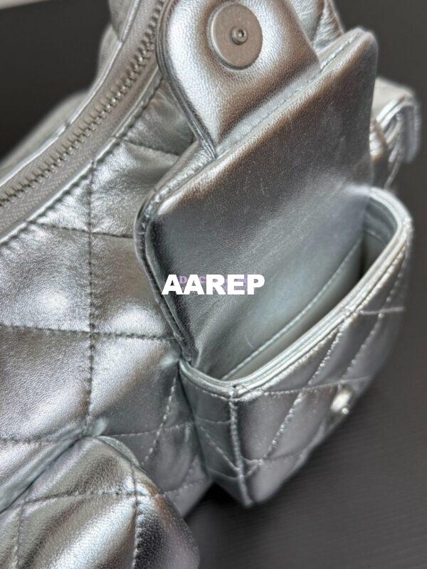 Replica Chanel 25C Large Hobo Bag Metallic Lambskin AS5339 Silver 10