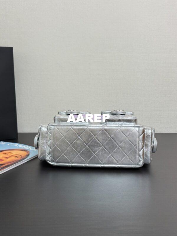 Replica Chanel 25C Large Hobo Bag Metallic Lambskin AS5339 Silver 11