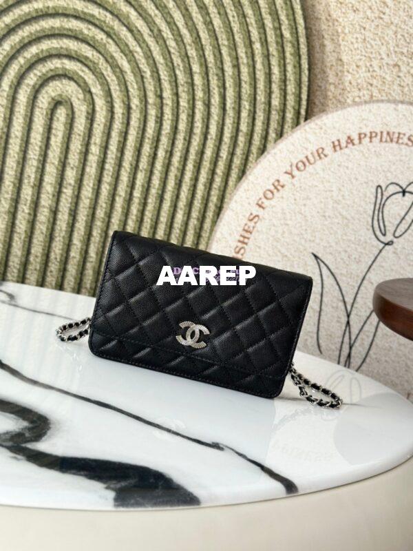 Replica Chanel 25P Wallet on Chain in Grained Calfskin and CC AP4326 Black 3