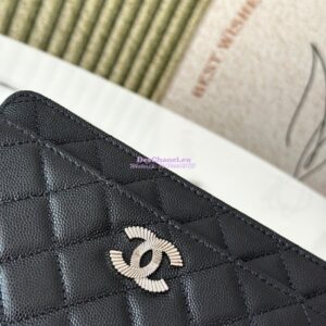Replica Chanel 25P Wallet on Chain in Grained Calfskin and CC AP4326 Black 2