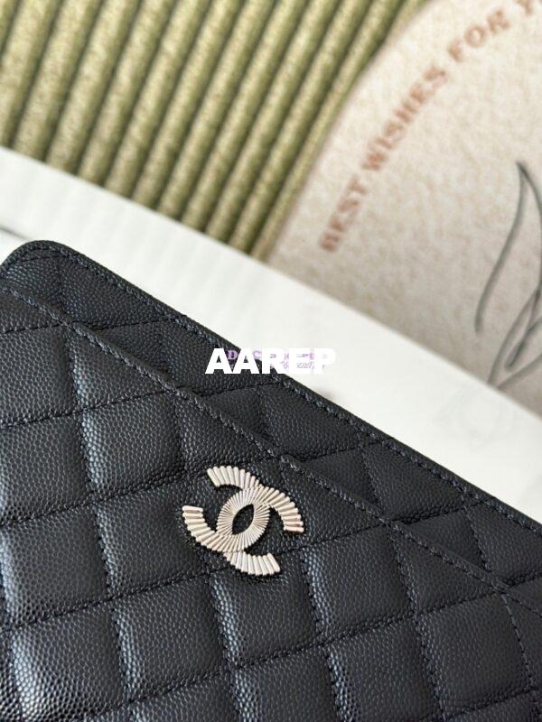 Replica Chanel 25P Wallet on Chain in Grained Calfskin and CC AP4326 Black 4