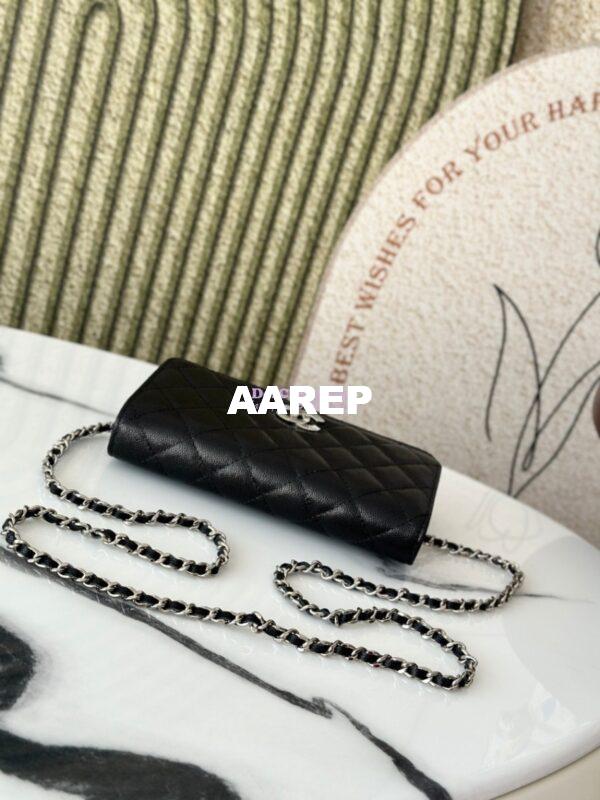Replica Chanel 25P Wallet on Chain in Grained Calfskin and CC AP4326 Black 5