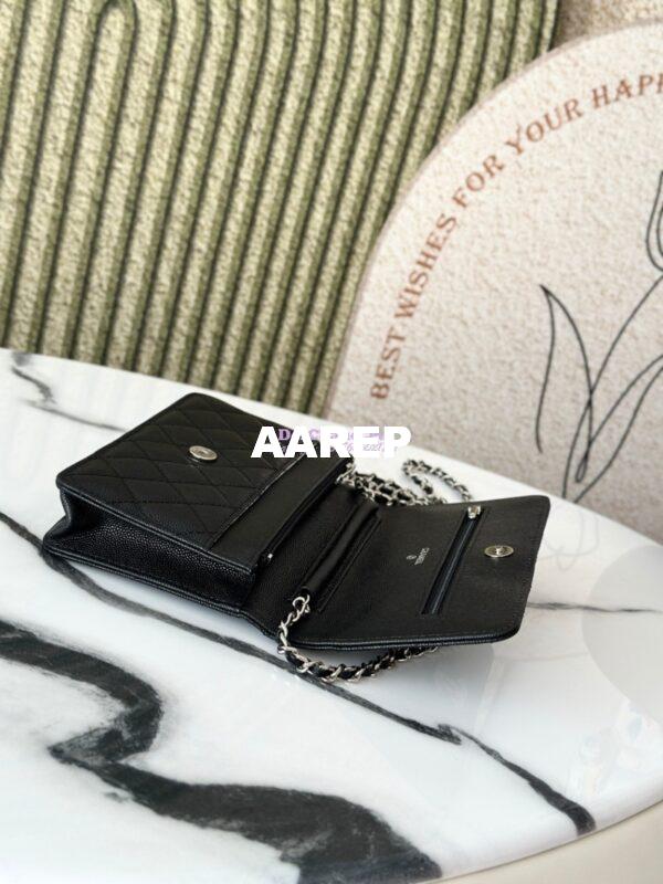Replica Chanel 25P Wallet on Chain in Grained Calfskin and CC AP4326 Black 6