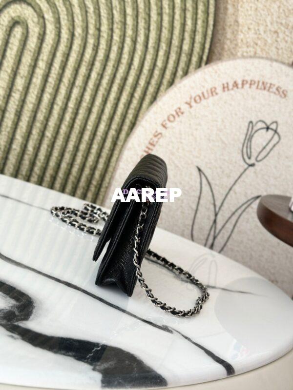 Replica Chanel 25P Wallet on Chain in Grained Calfskin and CC AP4326 Black 7