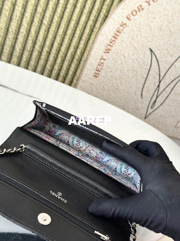 Replica Chanel 25P Wallet on Chain in Grained Calfskin and CC AP4326 Black 8