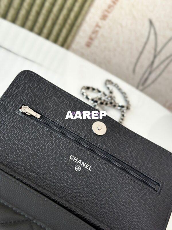 Replica Chanel 25P Wallet on Chain in Grained Calfskin and CC AP4326 Black 9