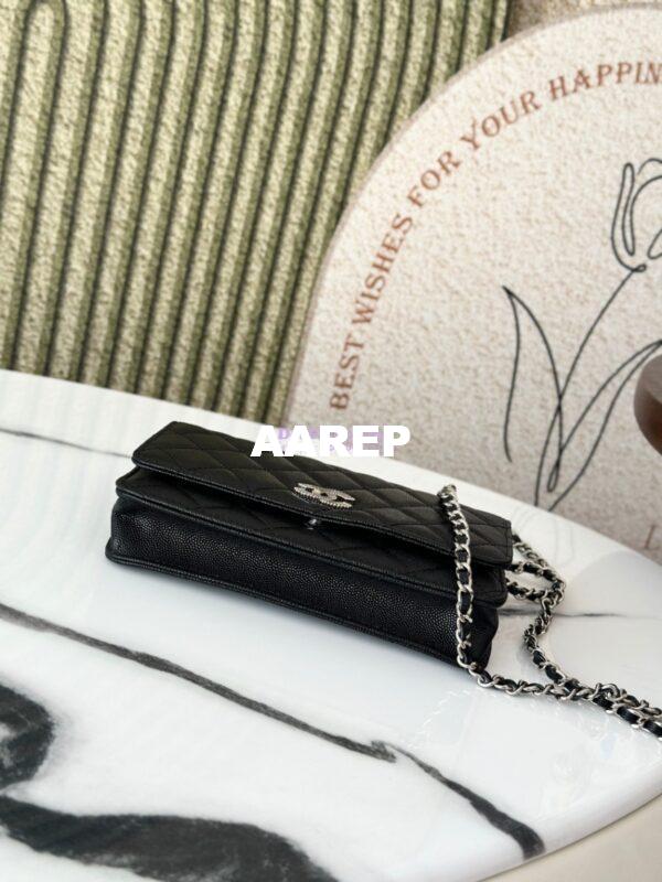 Replica Chanel 25P Wallet on Chain in Grained Calfskin and CC AP4326 Black 10