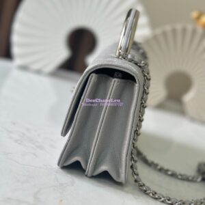 Replica Chanel SS25 Clutch with Chain with Top Handle Bag Metal Resin AP4498 Grey 2