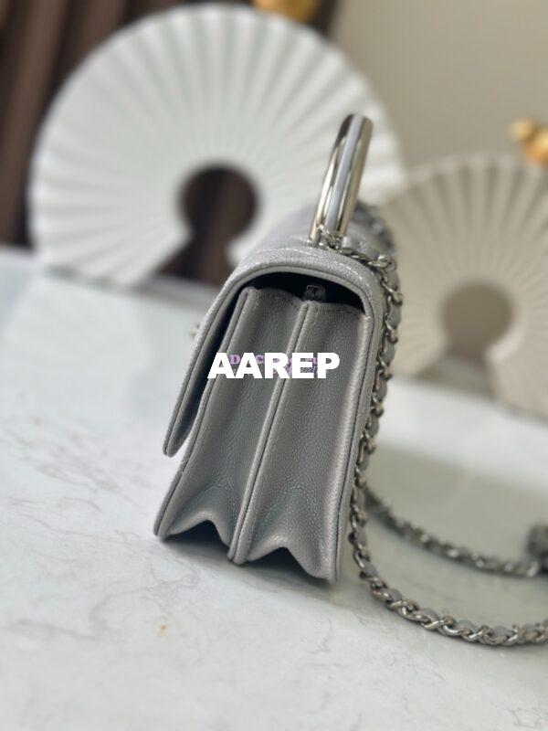 Replica Chanel SS25 Clutch with Chain with Top Handle Bag Metal Resin AP4498 Grey 2
