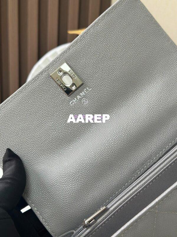 Replica Chanel SS25 Clutch with Chain with Top Handle Bag Metal Resin AP4498 Grey 6