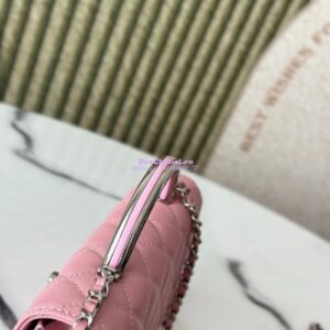 Replica Chanel SS25 Clutch with Chain with Top Handle Bag Metal Resin AP4498 Light Pink 2