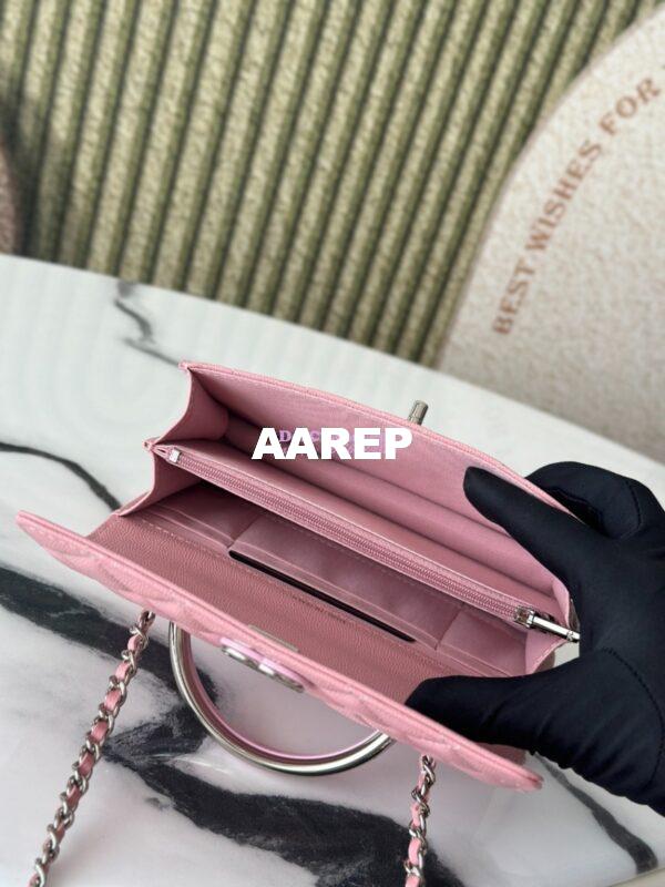 Replica Chanel SS25 Clutch with Chain with Top Handle Bag Metal Resin AP4498 Light Pink 4