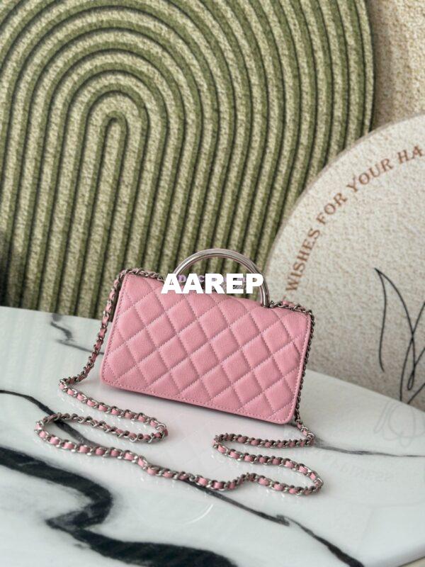 Replica Chanel SS25 Clutch with Chain with Top Handle Bag Metal Resin AP4498 Light Pink 9