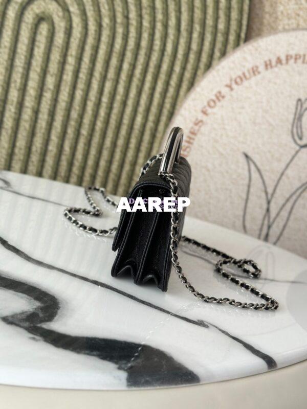 Replica Chanel SS25 Clutch with Chain with Top Handle Bag Metal Resin AP4498 Black 2
