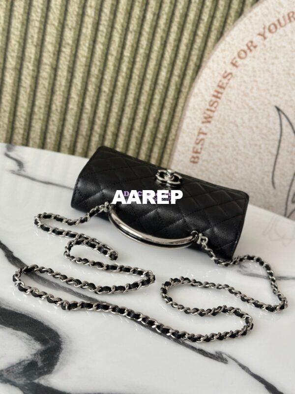 Replica Chanel SS25 Clutch with Chain with Top Handle Bag Metal Resin AP4498 Black 4