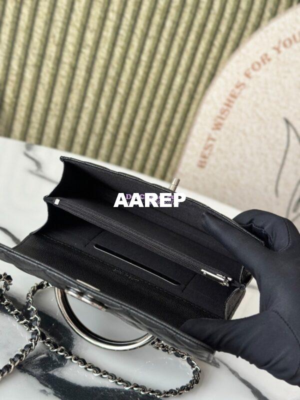 Replica Chanel SS25 Clutch with Chain with Top Handle Bag Metal Resin AP4498 Black 5