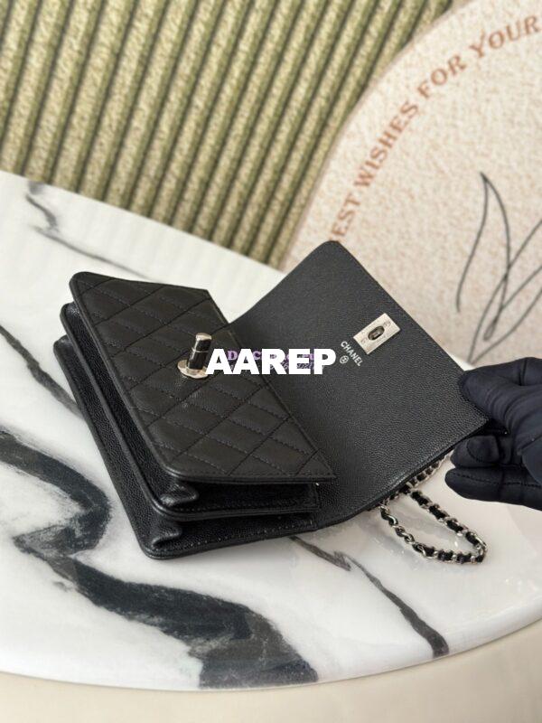 Replica Chanel SS25 Clutch with Chain with Top Handle Bag Metal Resin AP4498 Black 7