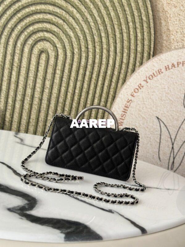 Replica Chanel SS25 Clutch with Chain with Top Handle Bag Metal Resin AP4498 Black 9