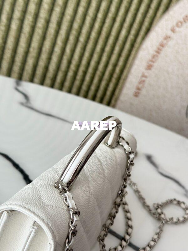 Replica Chanel SS25 Clutch with Chain with Top Handle Bag Metal Resin AP4498 White 4