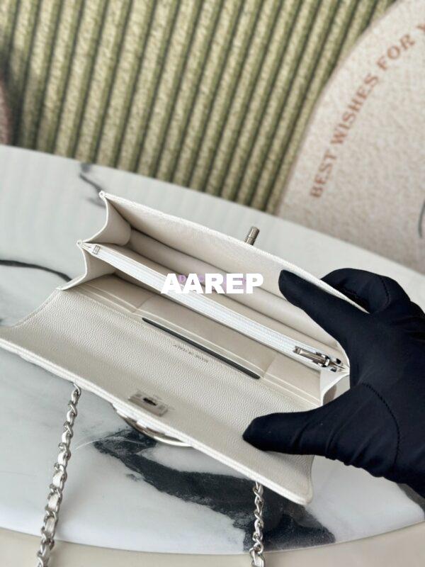 Replica Chanel SS25 Clutch with Chain with Top Handle Bag Metal Resin AP4498 White 8