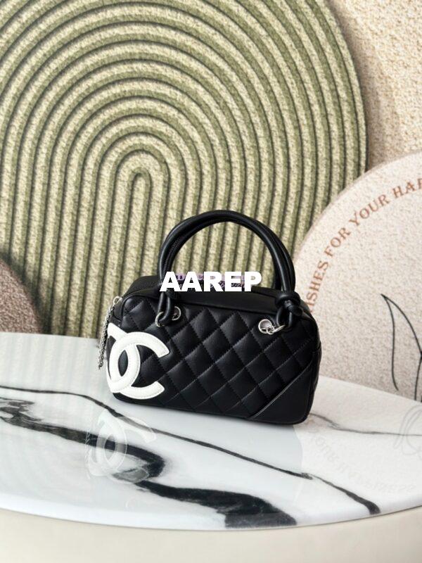 Replica Chanel Vintage Cambon Bowler Bag Limited Edition White Black 3