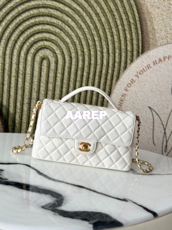 Replica Chanel 25P Flap Bag With Top Handle  AS5356 White 3