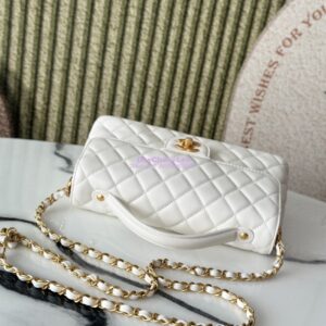 Replica Chanel 25P Flap Bag With Top Handle  AS5356 White 2