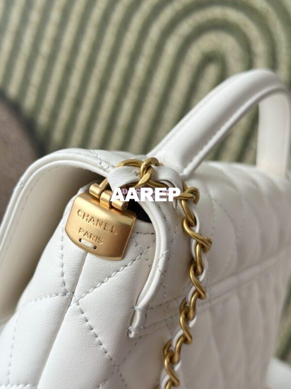 Replica Chanel 25P Flap Bag With Top Handle  AS5356 White 6