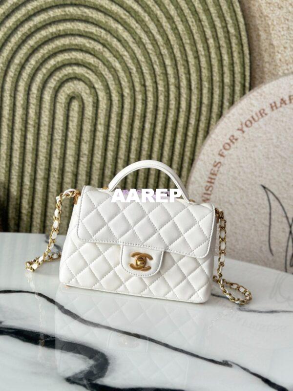 Replica Chanel 25P Small Flap Bag With Top Handle  AS5355 White
