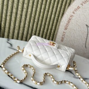 Replica Chanel 25P Small Flap Bag With Top Handle  AS5355 White 2