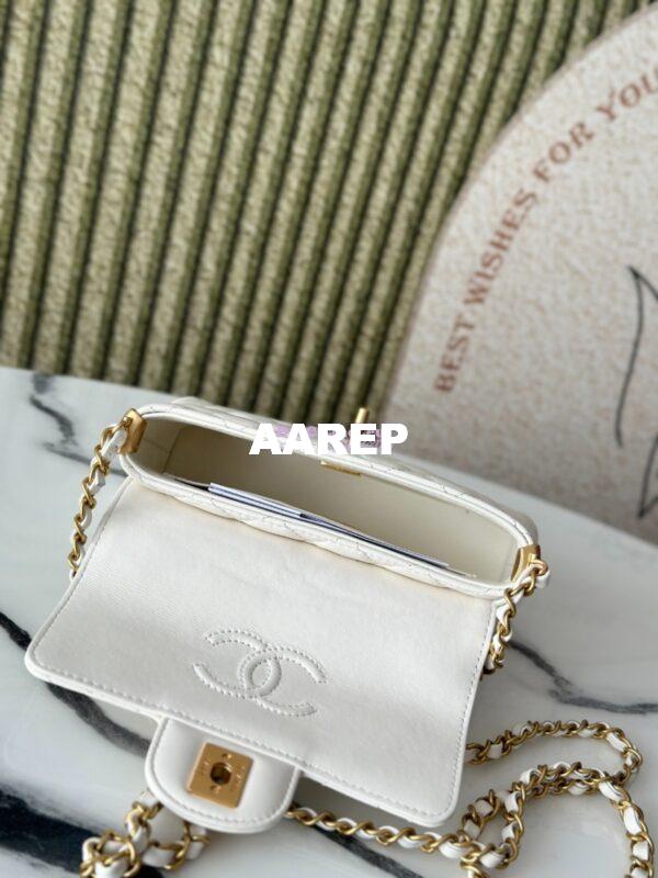 Replica Chanel 25P Small Flap Bag With Top Handle  AS5355 White 7