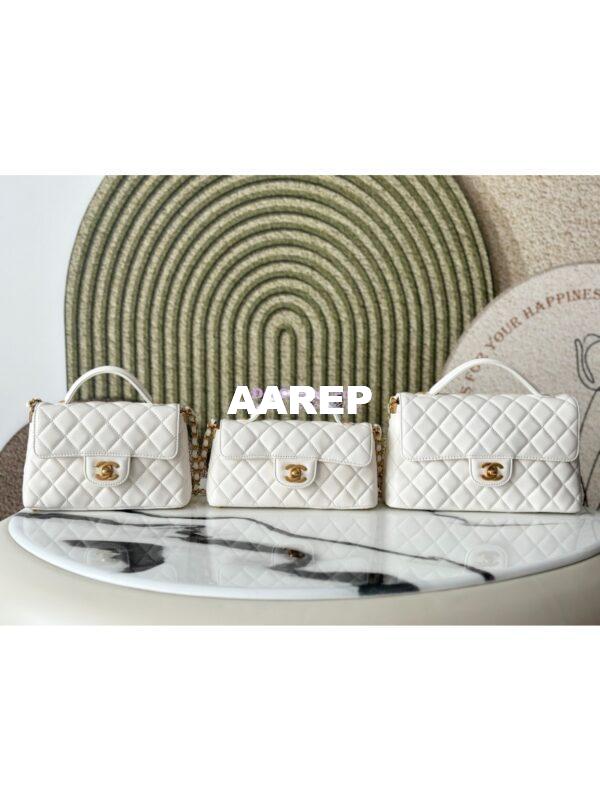 Replica Chanel 25P Mini Flap Bag With Top Handle AS5354 White 3