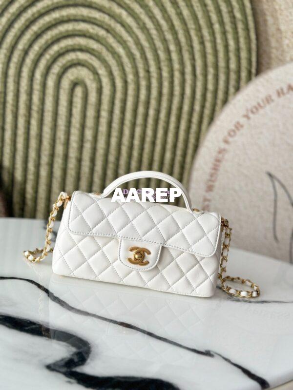Replica Chanel 25P Mini Flap Bag With Top Handle AS5354 White 4